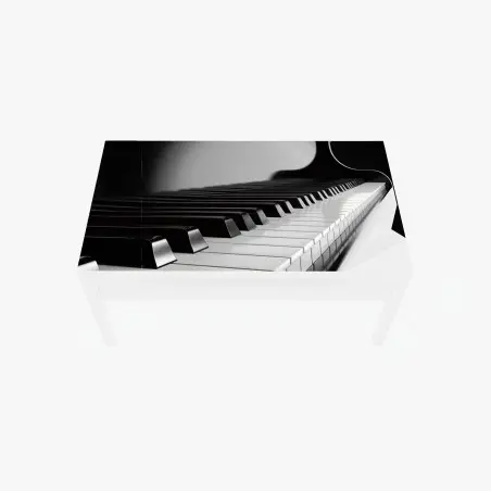 Adesivo per tavolo e scrivania eleganza in bianco e nero: tastiera di pianoforte • Wallissimo®