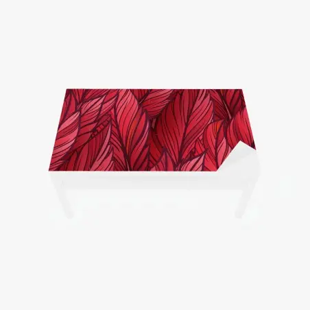 Adesivo per tavolo e scrivania motivo di foglie rosse stilizzate • Wallissimo®