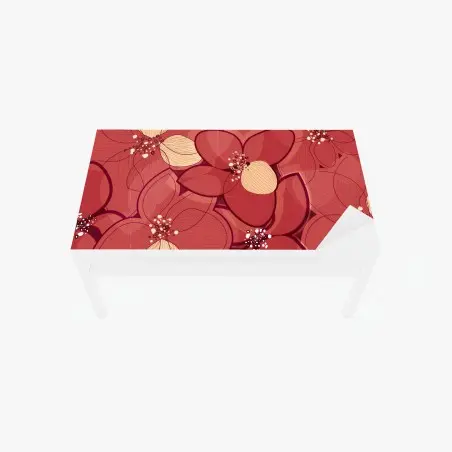 Adesivo per tavolo e scrivania motivo floreale rosso elegante • Wallissimo®