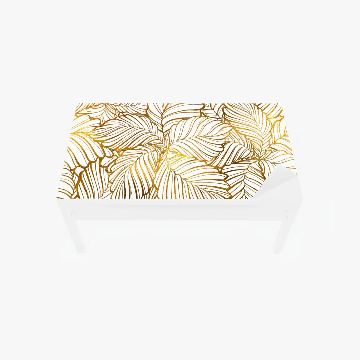 Adesivo per tavolo e scrivania motivo di foglie dorate su sfondo bianco • Wallissimo® Adesivo per tavolo e scrivania motivo di foglie dorate su sfondo bianco • Wallissimo®