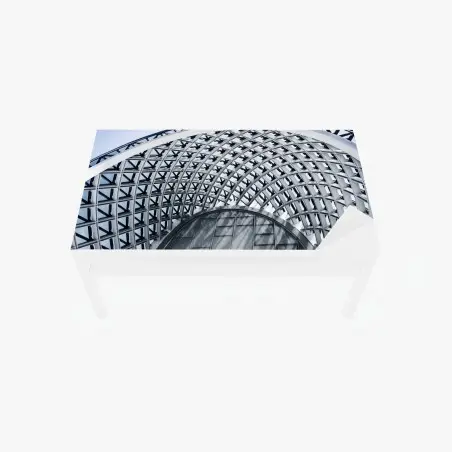 Adesivo per tavolo e scrivania cupola geometrica: struttura moderna in vetro e acciaio • Wallissimo®