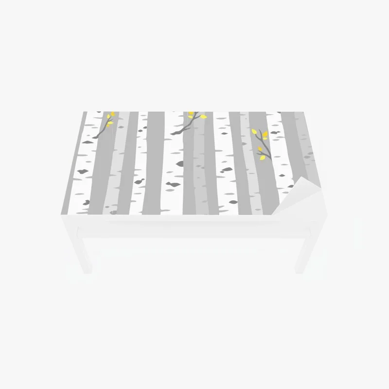 Adesivo per tavolo e scrivania foresta di betulle minimal con foglie gialle • Wallissimo® Adesivo per tavolo e scrivania foresta di betulle minimal con foglie gialle • Wallissimo®