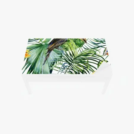 Adesivo per tavolo e scrivania tucani nella giungla tropicale acquerellata • Wallissimo®