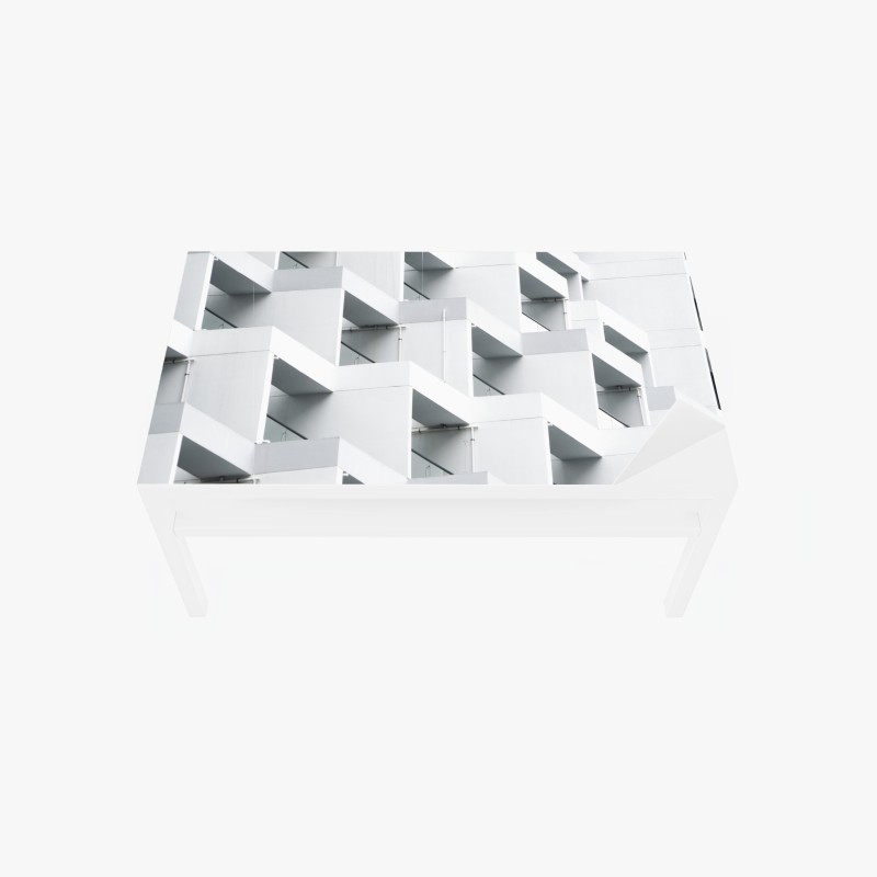 Adesivo per tavolo e scrivania geometria urbana in bianco