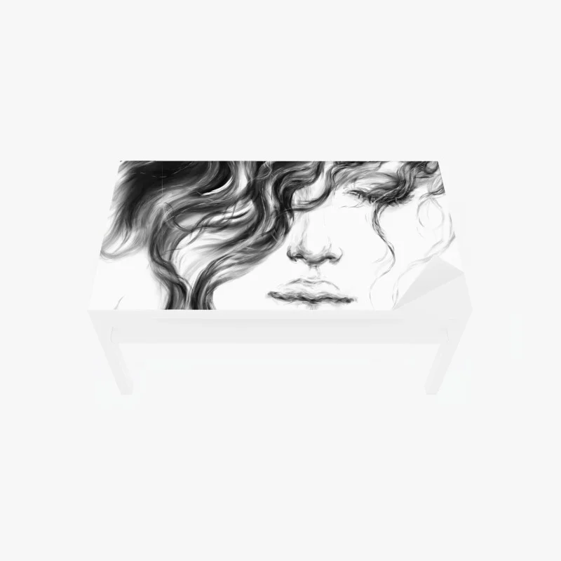 Adesivo per tavolo e scrivania ritratto etereo in bianco e nero