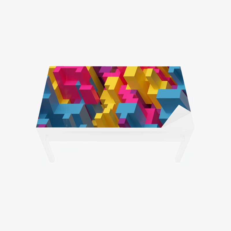 Adesivo per tavolo e scrivania mosaico voxel colorato e geometrico