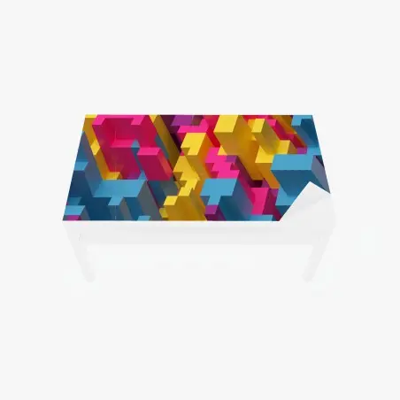 Adesivo per tavolo e scrivania mosaico voxel colorato e geometrico • Wallissimo®
