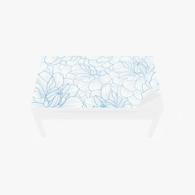 Adesivo per tavolo e scrivania motivo floreale a linee sottili color azzurro
