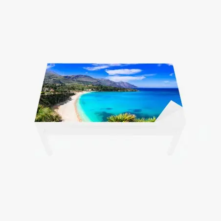 Adesivo per tavolo e scrivania panorama costiero dalle acque turchesi • Wallissimo®