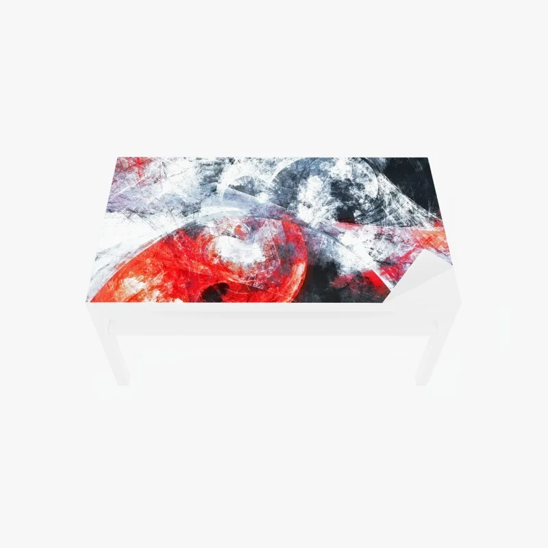 Adesivo per tavolo e scrivania vortice frattale rosso e bianco