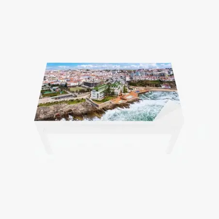 Adesivo per tavolo e scrivania veduta costiera panoramica con onde e scogli • Wallissimo®
