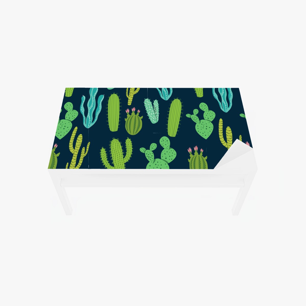 Adesivo per tavolo e scrivania pattern di cactus e succulente in tonalità verdi • Wallissimo®