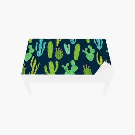 Adesivo per tavolo e scrivania pattern di cactus e succulente in tonalità verdi • Wallissimo®