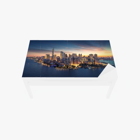 Adesivo per tavolo e scrivania panorama di Manhattan all'alba • Wallissimo®