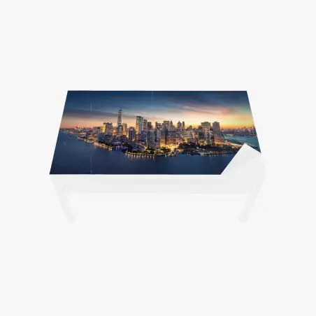 Adesivo per tavolo e scrivania panorama di Manhattan all'alba • Wallissimo®