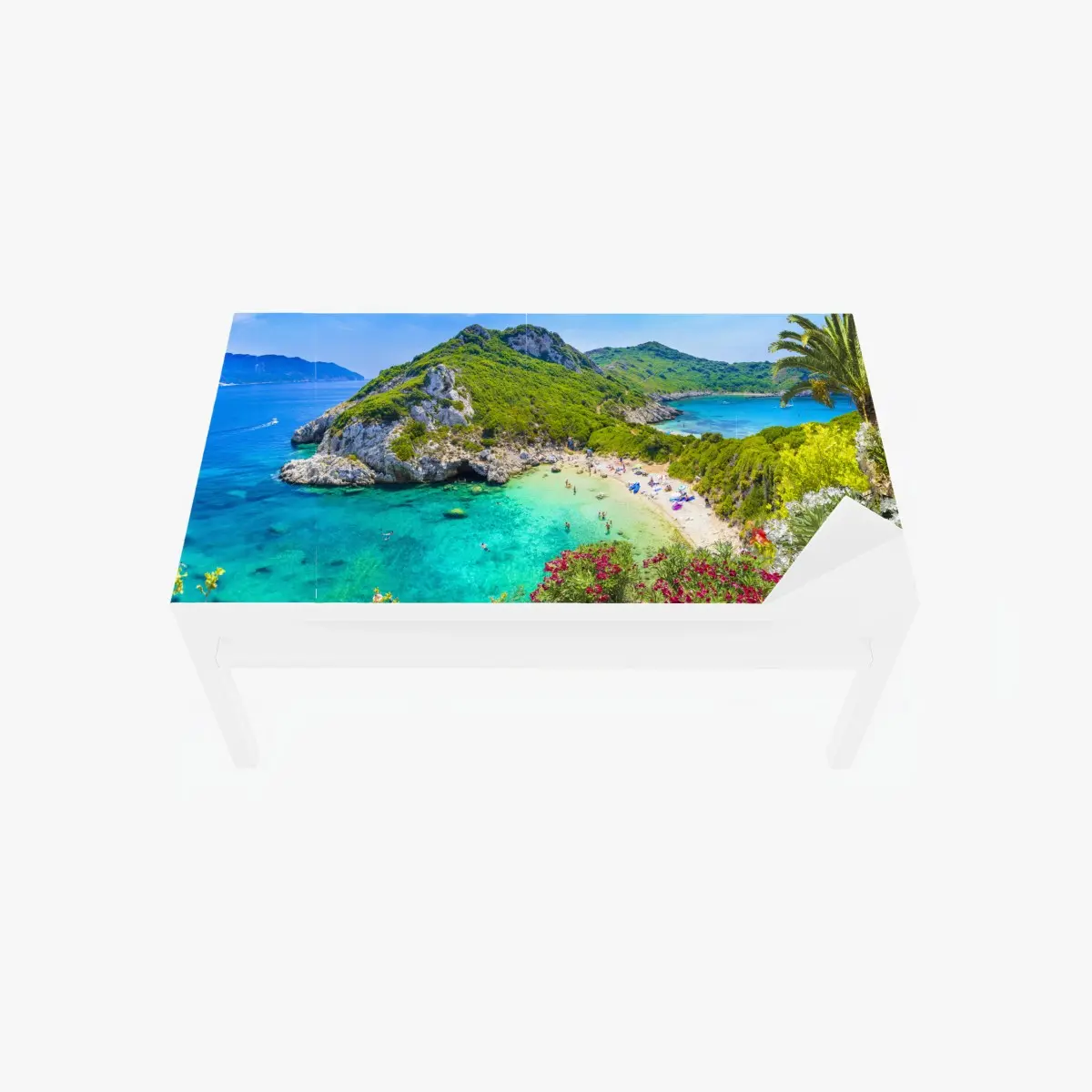 Adesivo per tavolo e scrivania panorama incantevole di Porto Timoni, Corfù • Wallissimo®
