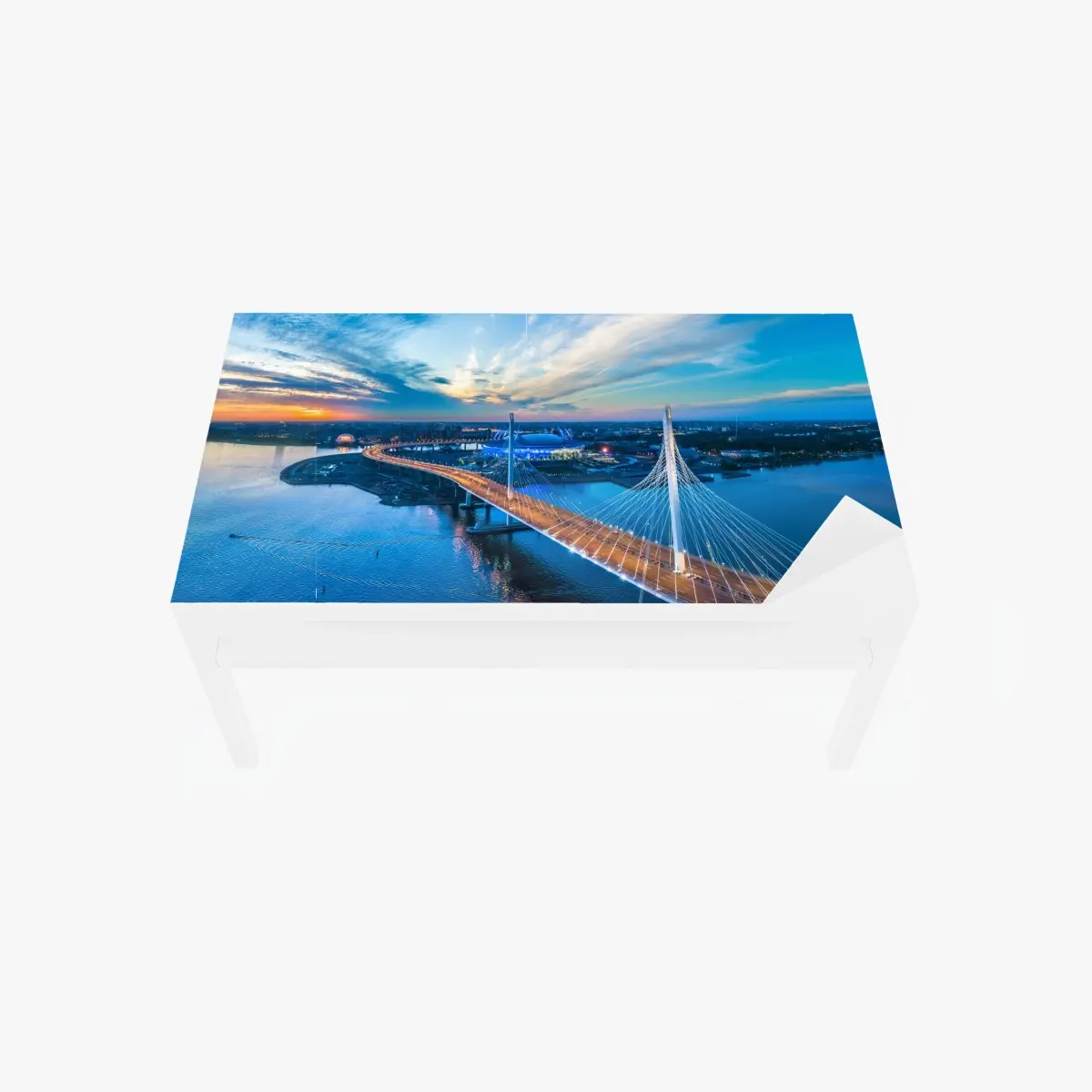 Adesivo per tavolo e scrivania panorama aereo del ponte strallato di San Pietroburgo • Wallissimo®