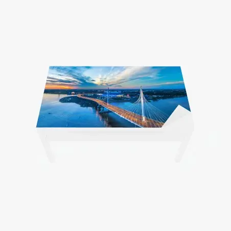 Adesivo per tavolo e scrivania panorama aereo del ponte strallato di San Pietroburgo • Wallissimo®