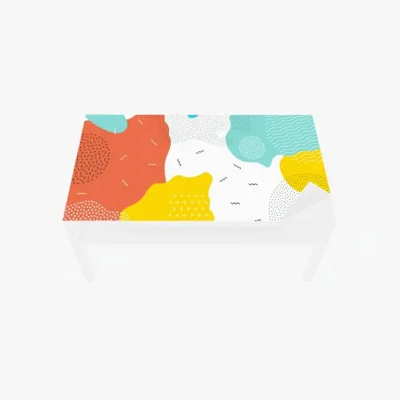 Adesivo per tavolo e scrivania design astratto colorato in stile memphis • Wallissimo®