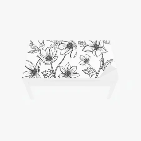 Adesivo per tavolo e scrivania motivo floreale a linee sottili • Wallissimo®