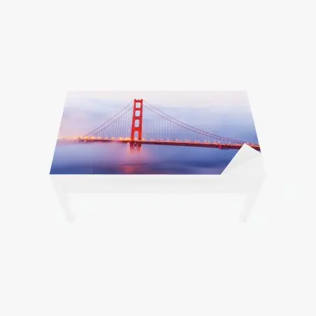 Adesivo per tavolo e scrivania tramonto sul Golden Gate nella nebbia • Wallissimo®