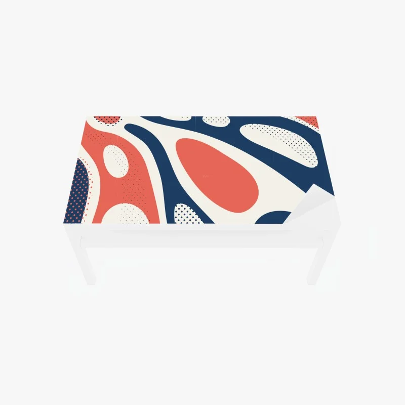 Adesivo per tavolo e scrivania composizione astratta pop art in toni corallo e blu