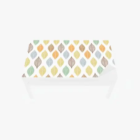Adesivo per tavolo e scrivania motivo foglie colorate in stile geometrico • Wallissimo®