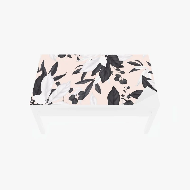 Adesivo per tavolo e scrivania fogliame elegante su sfondo rosa
