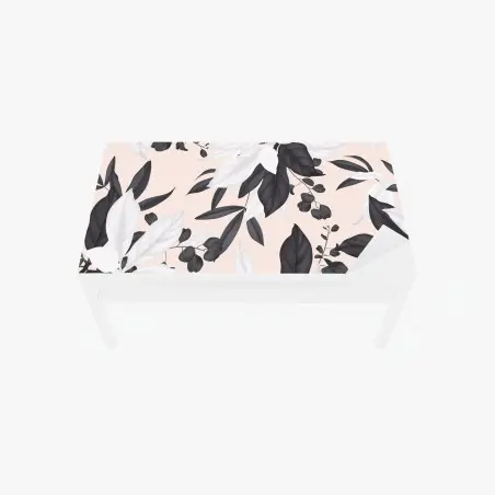 Adesivo per tavolo e scrivania fogliame elegante su sfondo rosa • Wallissimo®
