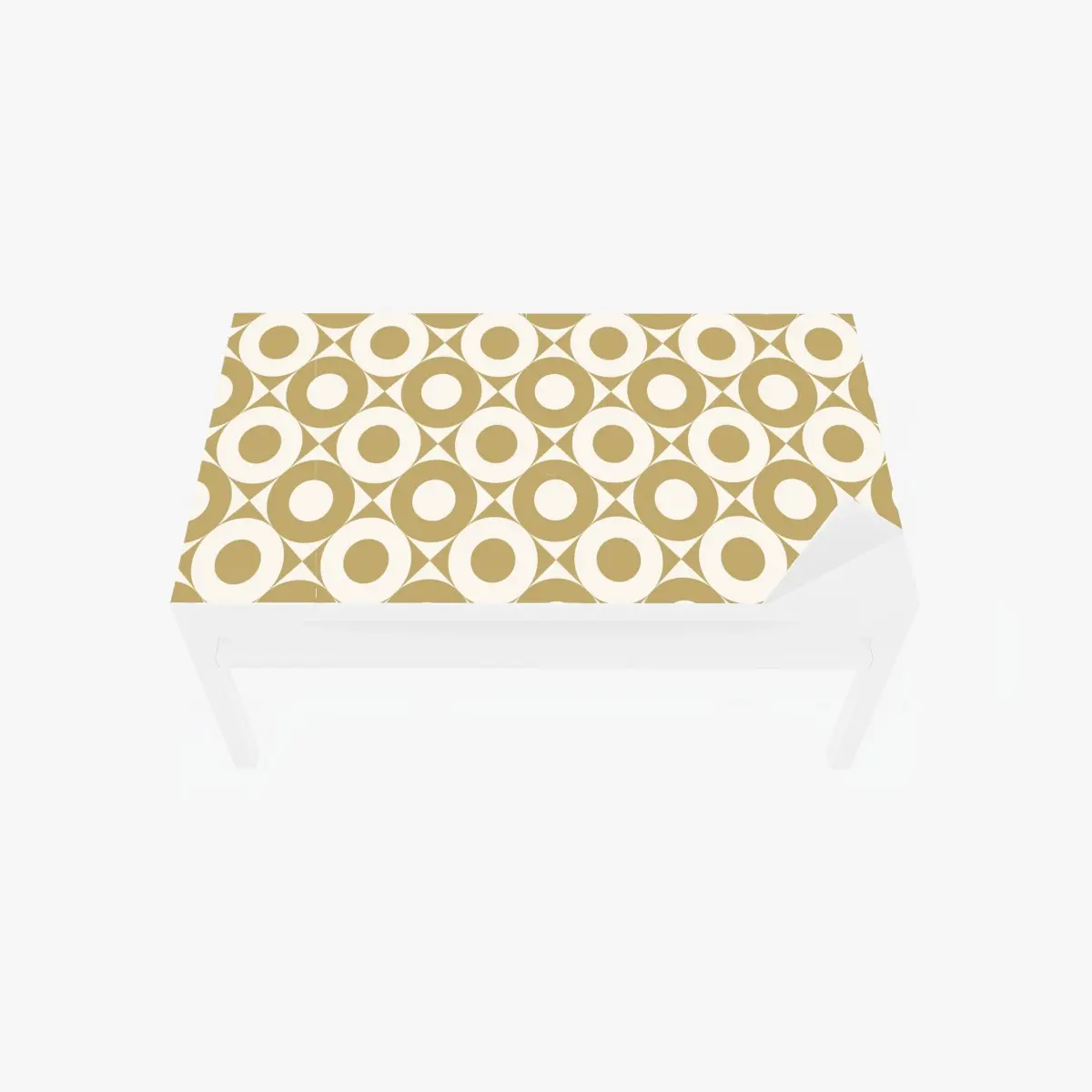 Adesivo per tavolo e scrivania motivo geometrico retrò oro e avorio • Wallissimo®