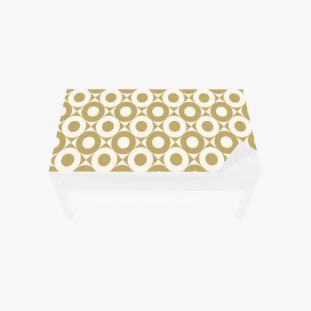 Adesivo per tavolo e scrivania motivo geometrico retrò oro e avorio • Wallissimo®