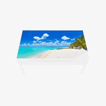 Adesivo per tavolo e scrivania spiaggia tropicale alle Maldive • Wallissimo®