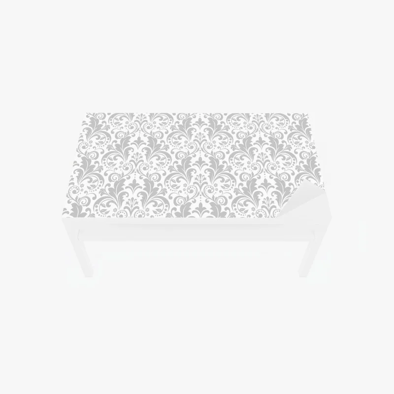 Adesivo per tavolo e scrivania motivo damascato elegante grigio e bianco