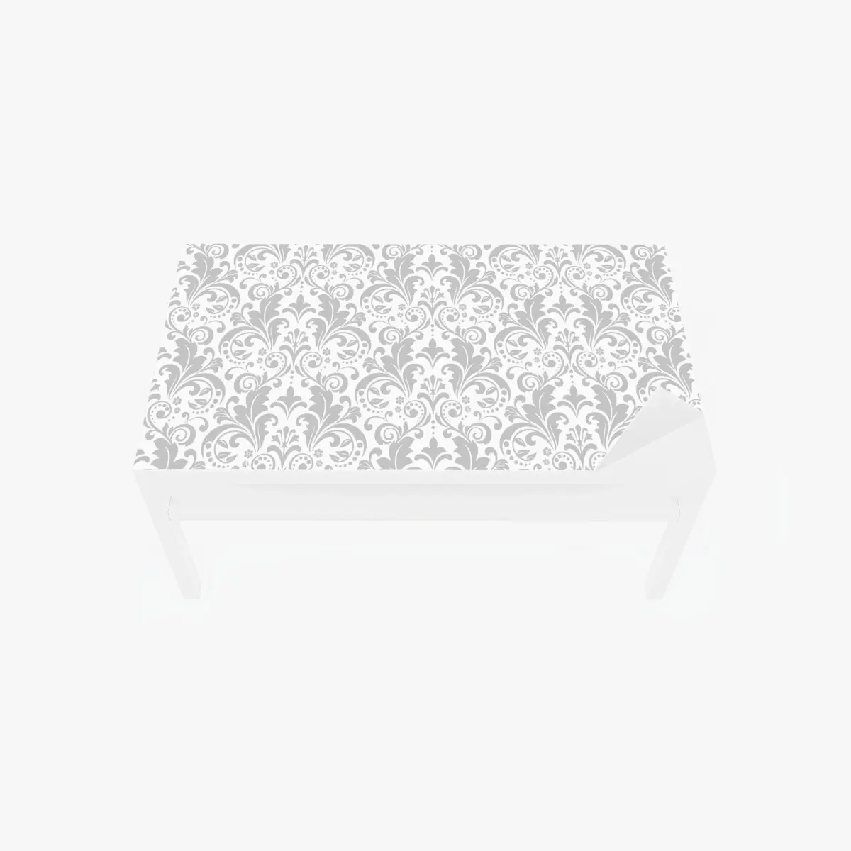 Adesivo per tavolo e scrivania motivo damascato elegante grigio e bianco • Wallissimo®