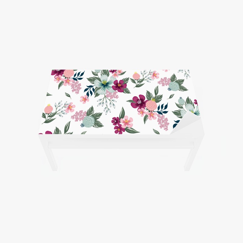 Adesivo per tavolo e scrivania motivo floreale elegante in toni rosa e verde