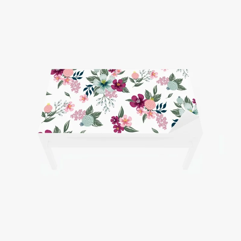 Adesivo per tavolo e scrivania motivo floreale elegante in toni rosa e verde