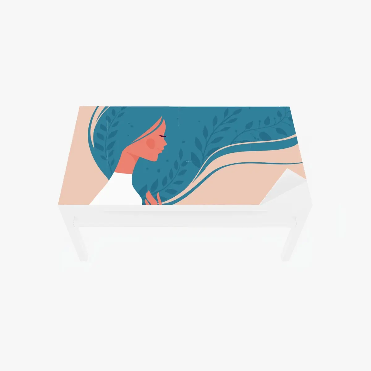 Adesivo per tavolo e scrivania ritratto floreale di donna in profilo • Wallissimo®
