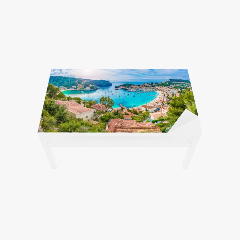 Adesivo per tavolo e scrivania splendido panorama marino di Port de Sóller, Mallorca