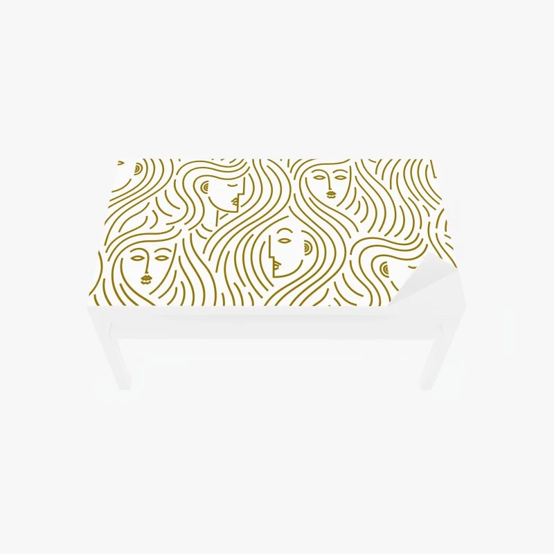 Adesivo per tavolo e scrivania motivo dorato di volti femminili intrecciati