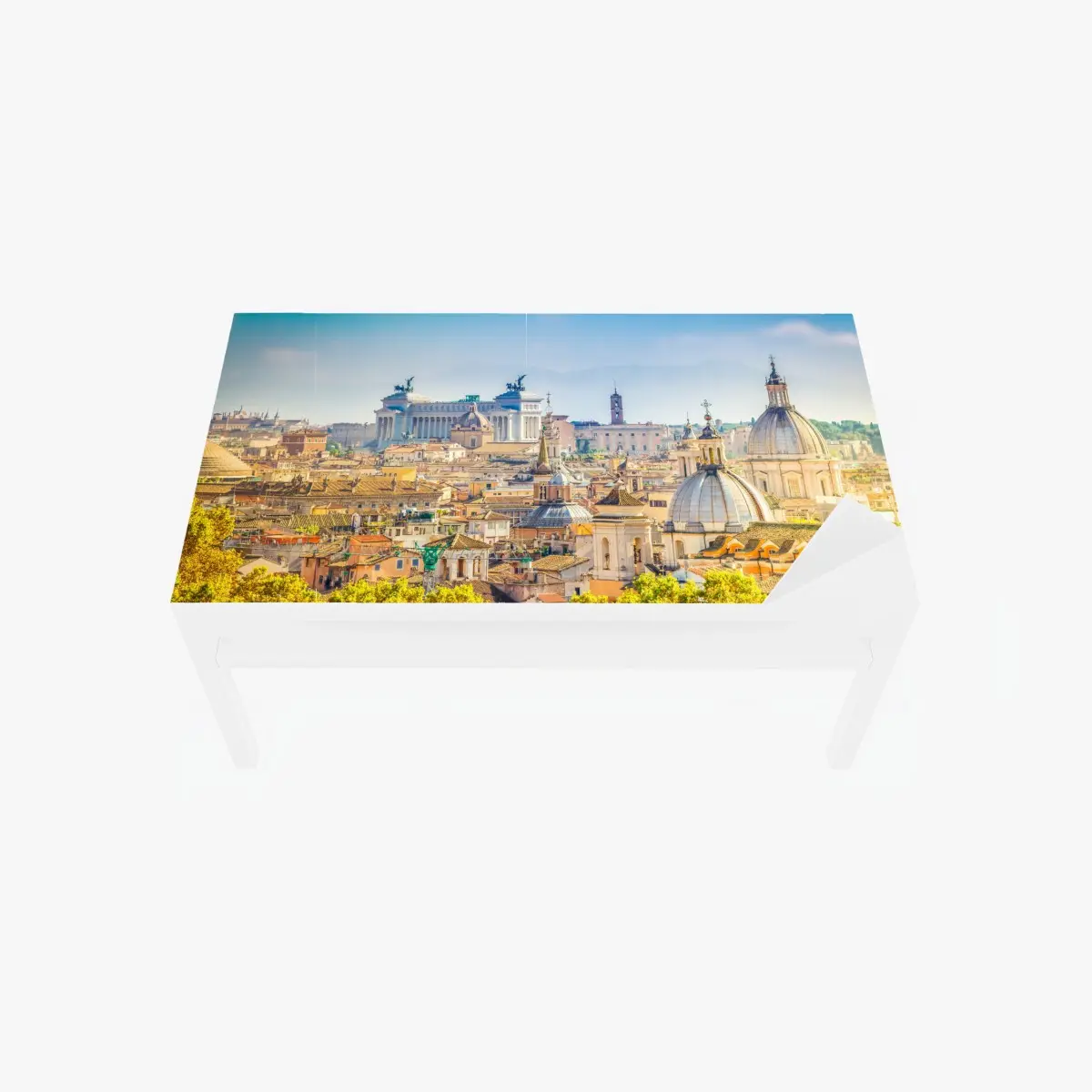 Adesivo per tavolo e scrivania skyline storico di Roma al tramonto • Wallissimo®