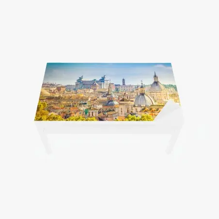 Adesivo per tavolo e scrivania skyline storico di Roma al tramonto • Wallissimo®