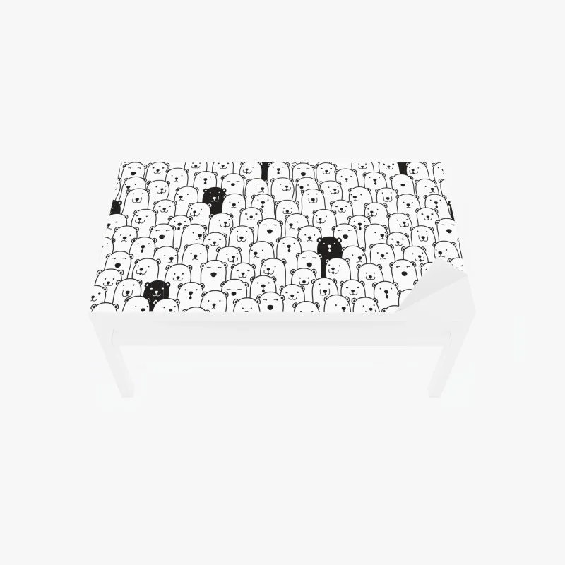 Adesivo per tavolo e scrivania motivo di orsi minimal in bianco e nero