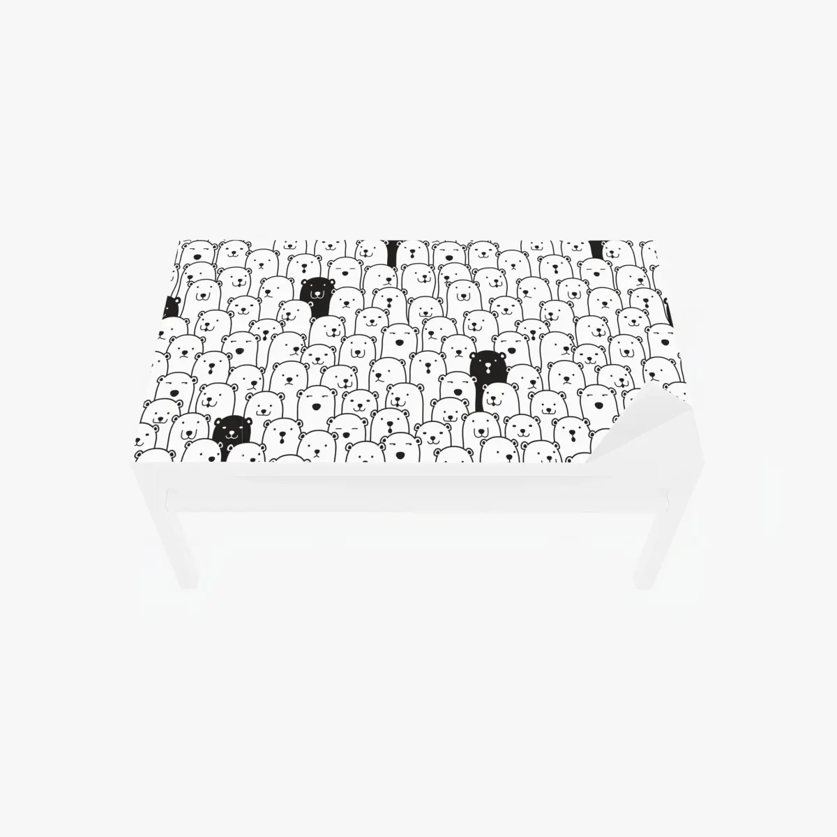Adesivo per tavolo e scrivania motivo di orsi minimal in bianco e nero • Wallissimo®