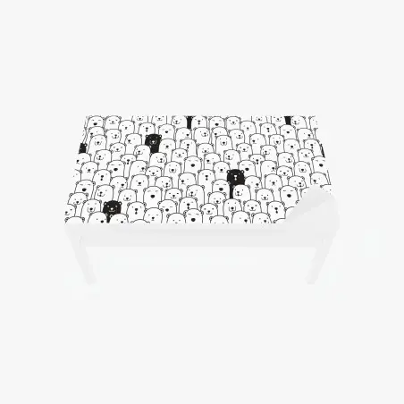 Adesivo per tavolo e scrivania motivo di orsi minimal in bianco e nero • Wallissimo®