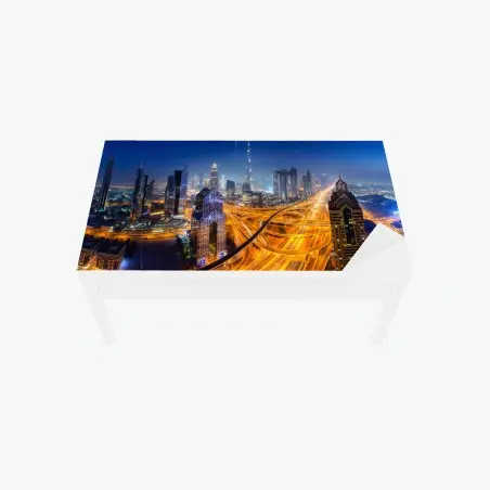 Adesivo per tavolo e scrivania panoramica notturna di Dubai • Wallissimo®