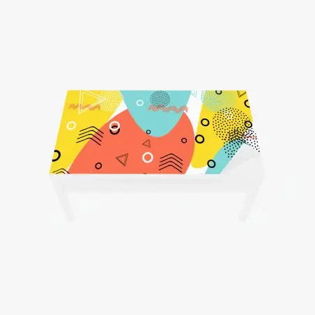 Adesivo per tavolo e scrivania motivo geometrico pop dai colori vivaci • Wallissimo®
