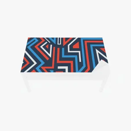 Adesivo per tavolo e scrivania composizione geometrica astratta colori blu e rosso • Wallissimo®
