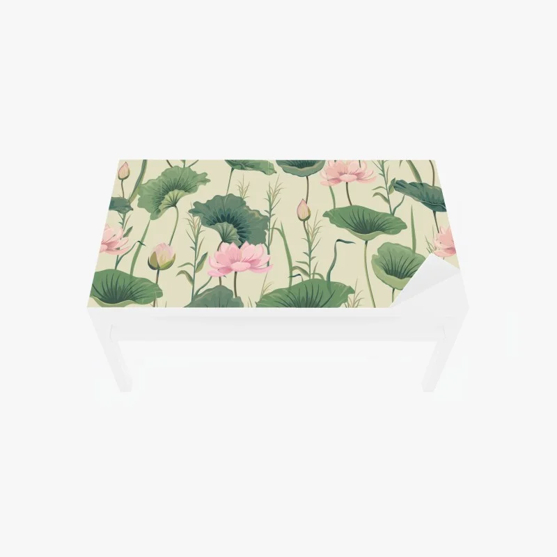 Adesivo per tavolo e scrivania giardino di loto in stile botanico