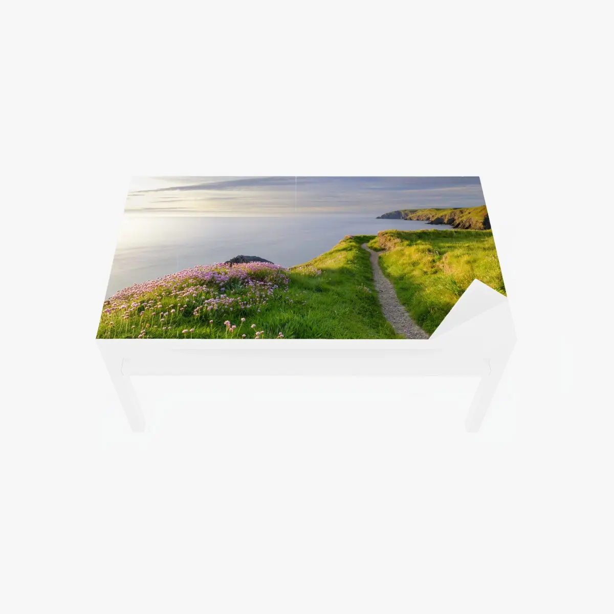 Adesivo per tavolo e scrivania sentiero al tramonto a Ceibwr Bay • Wallissimo®
