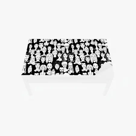 Adesivo per tavolo e scrivania ritratto collettivo in bianco e nero • Wallissimo®